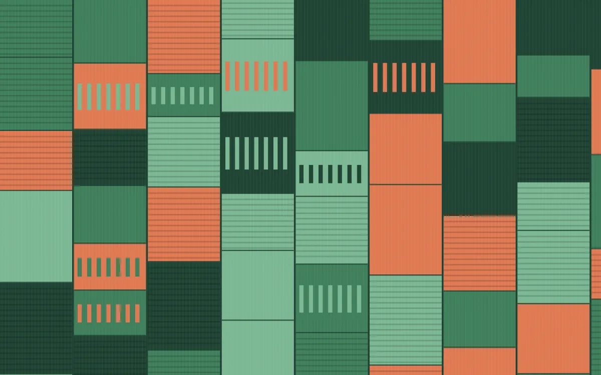 Havana Mint Strip Weave — colourful orange and green strip-weave background