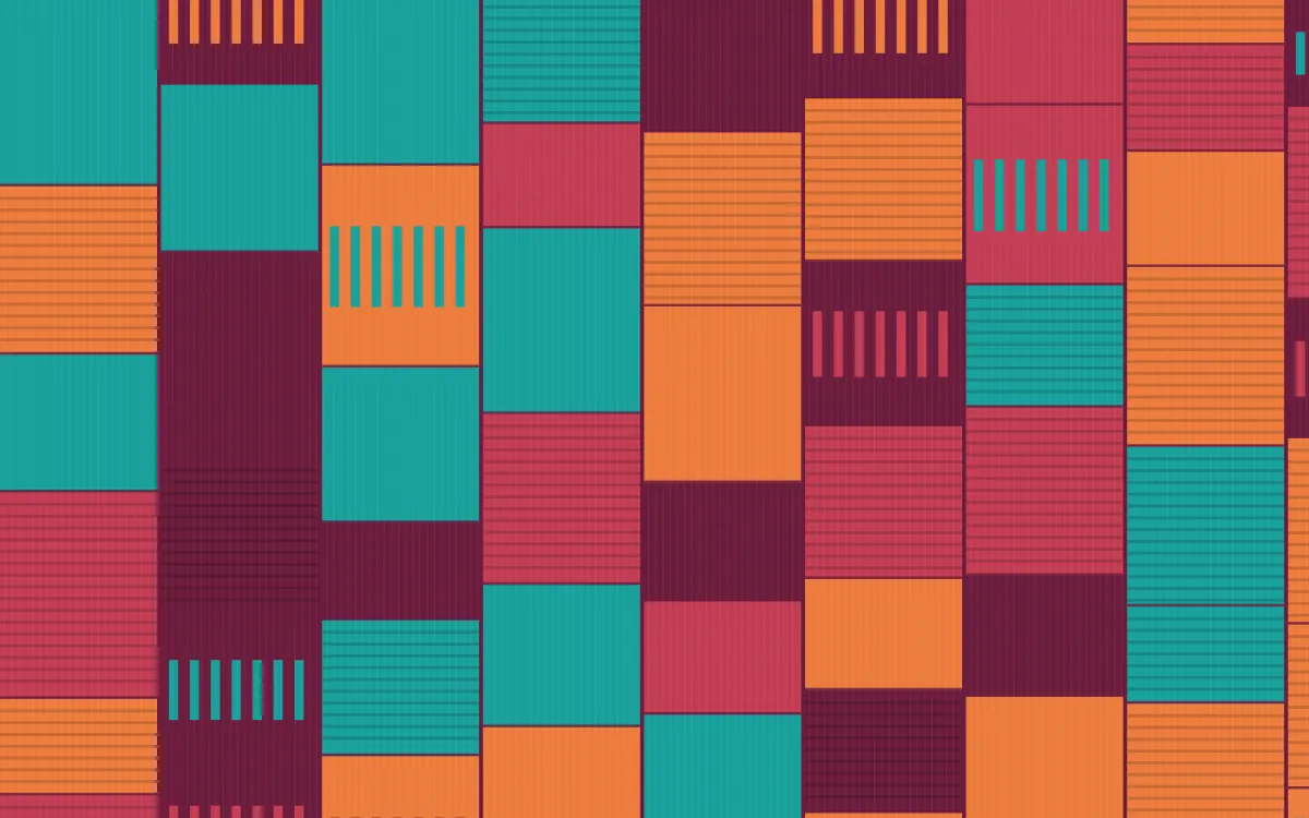 Island Punch Strip Weave — colourful teal, red and orange strip-weave background
