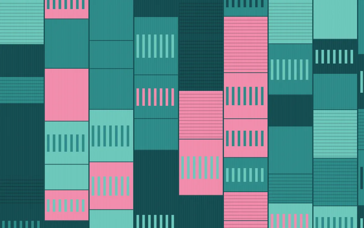 Miami Deco Strip Weave — colourful pink and teal strip-weave background