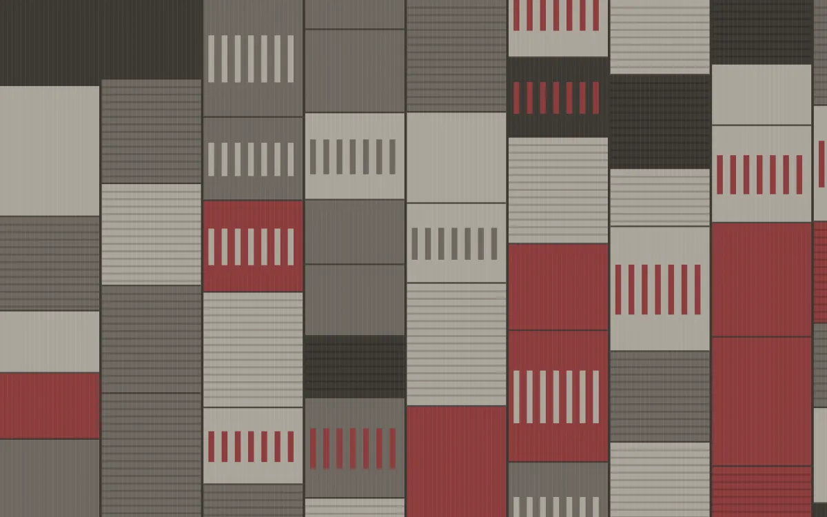 Milano Stone Strip Weave — colourful red, grey and orange strip-weave background