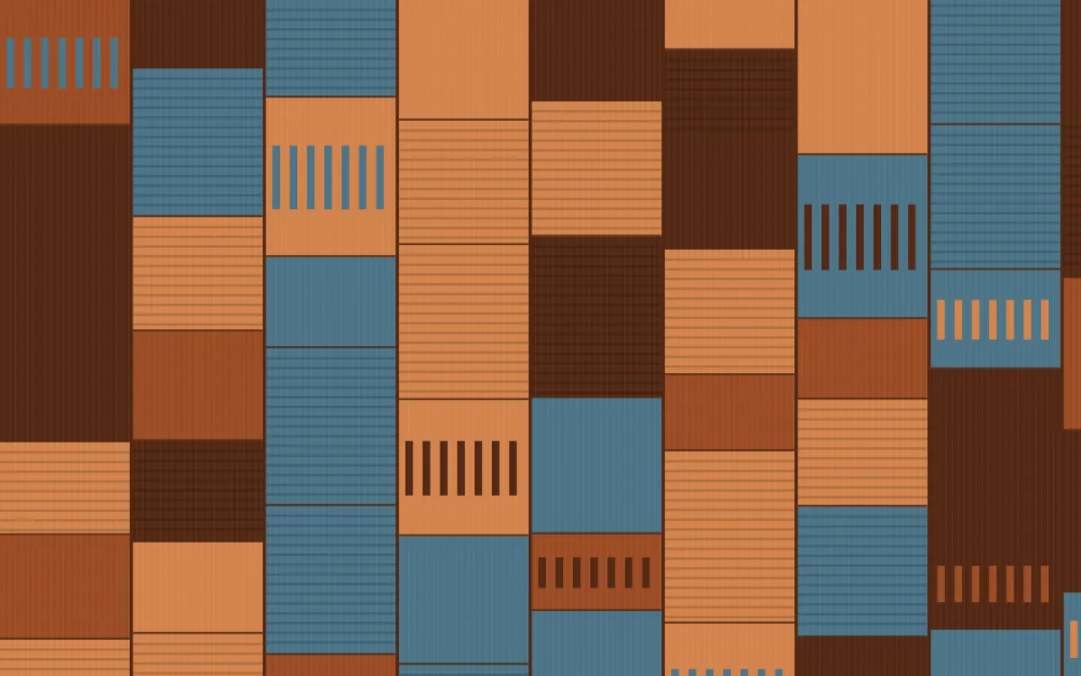 Outback Clay Strip Weave — colourful blue, brown and orange strip-weave background