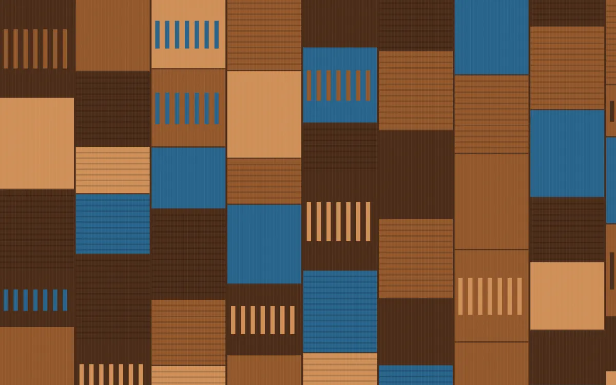 Porto Terra Strip Weave — colourful blue, brown and orange strip-weave background