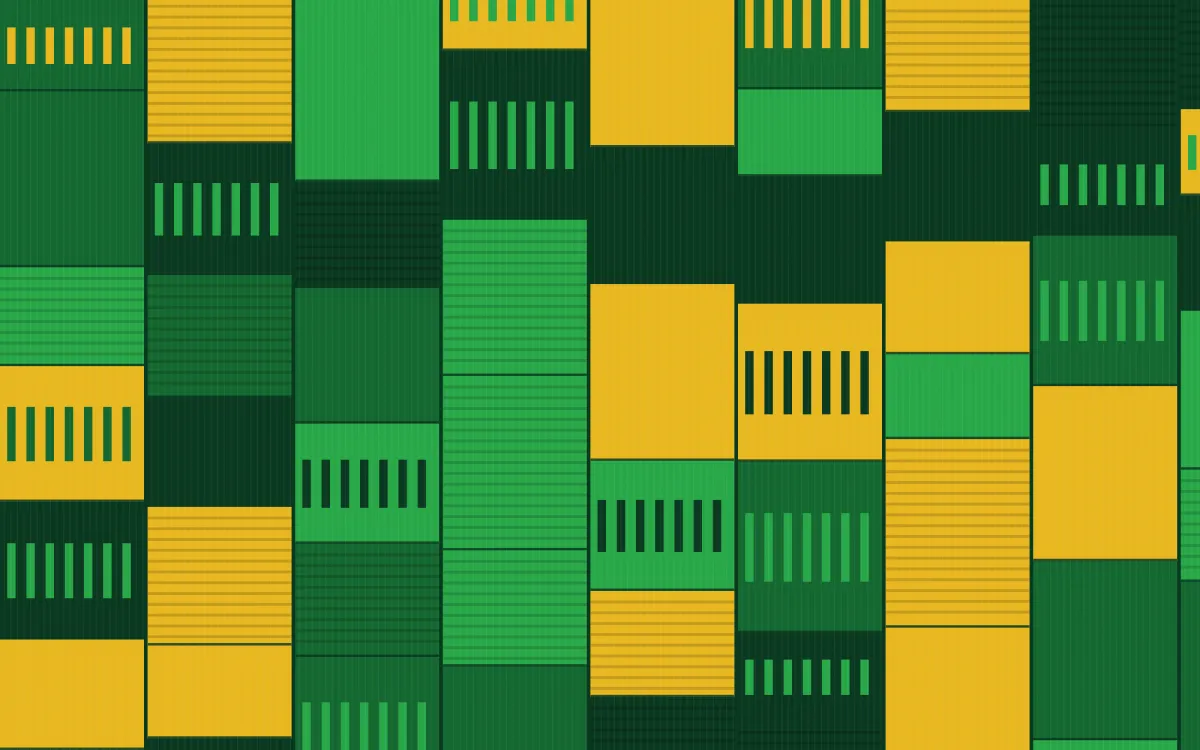 Rio Carnival Strip Weave — colourful gold and green strip-weave background