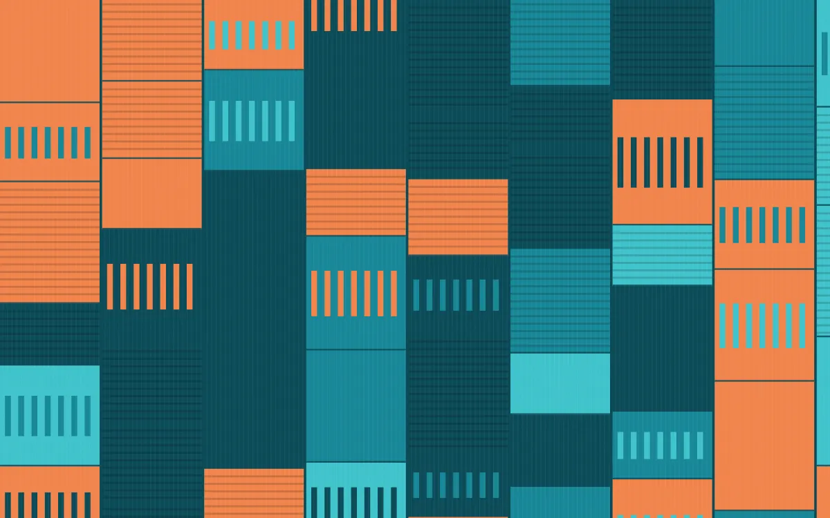 Tahiti Lagoon Strip Weave — colourful orange and teal strip-weave background