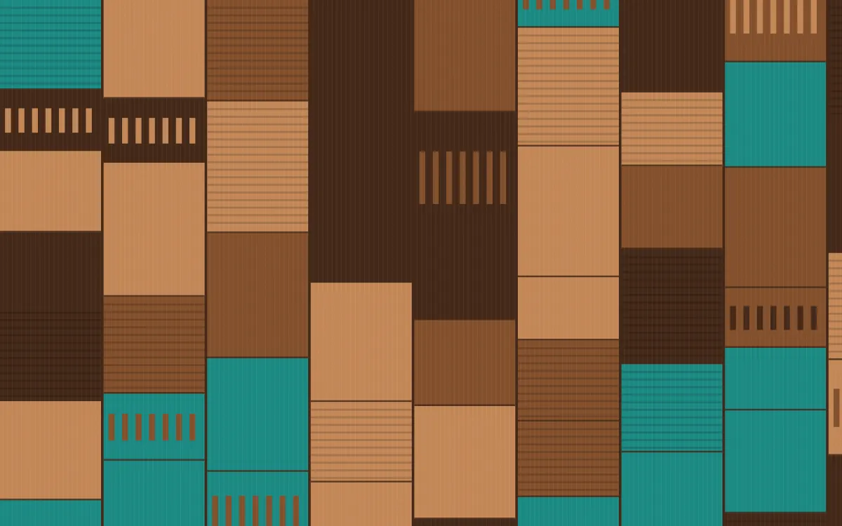 Zanzibar Spice Strip Weave — colourful teal, brown and orange strip-weave background