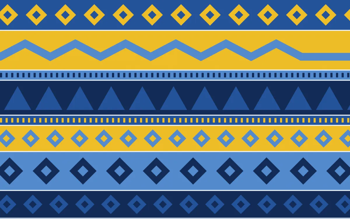 Bahia Blue Kilim — colourful blue and gold kilim background