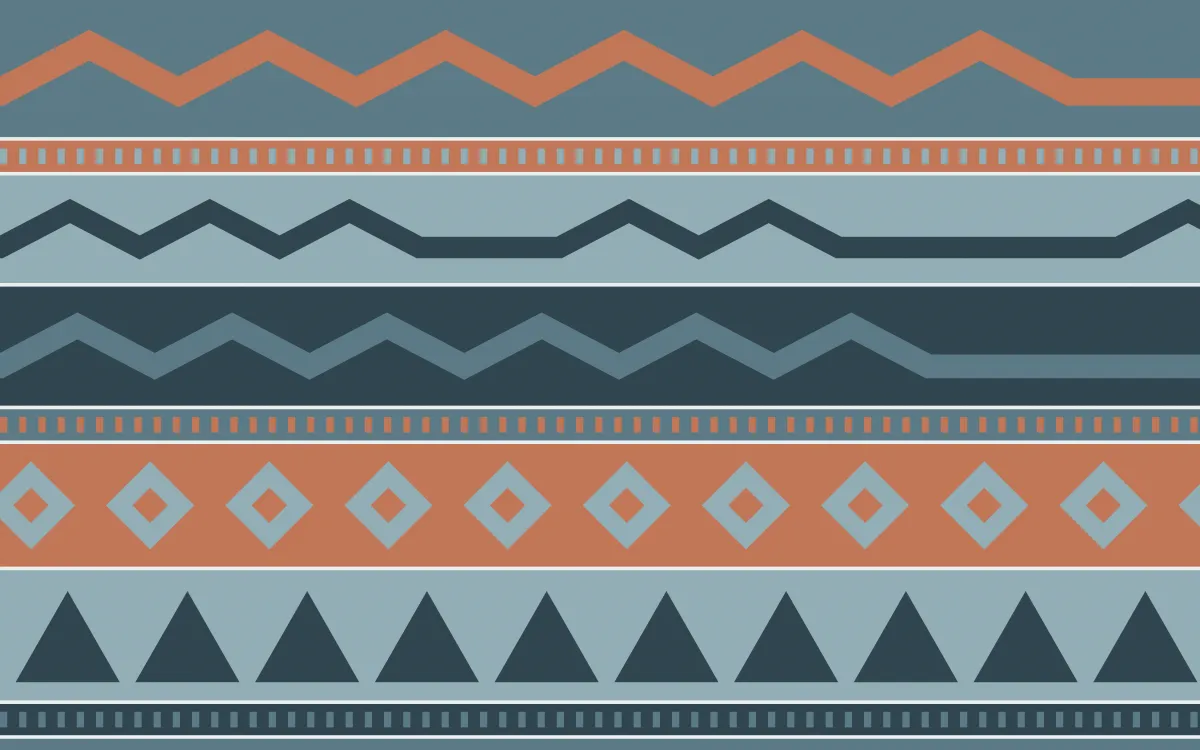 Fjord Mist Kilim — colourful blue, orange and teal kilim background