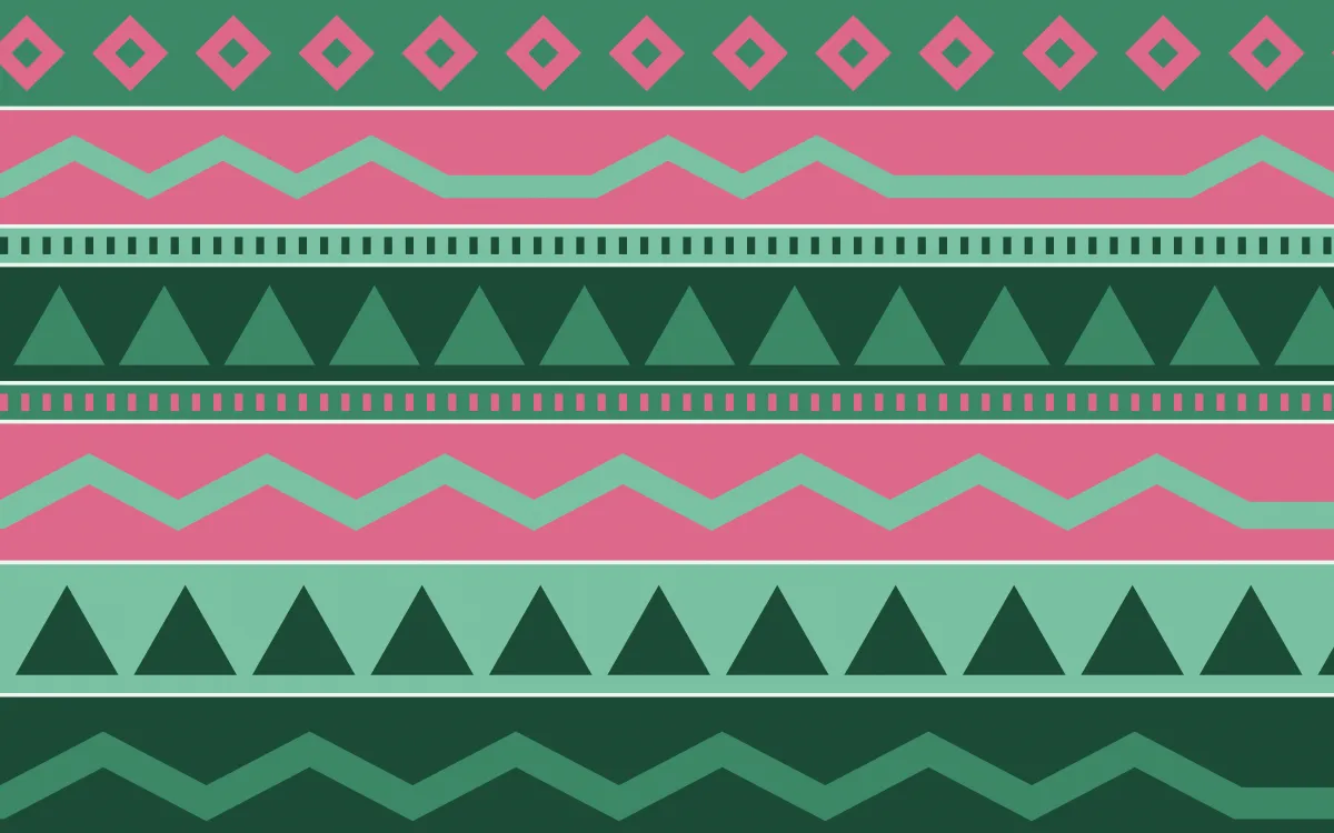 Hanbok Mint Kilim — colourful green and pink kilim background
