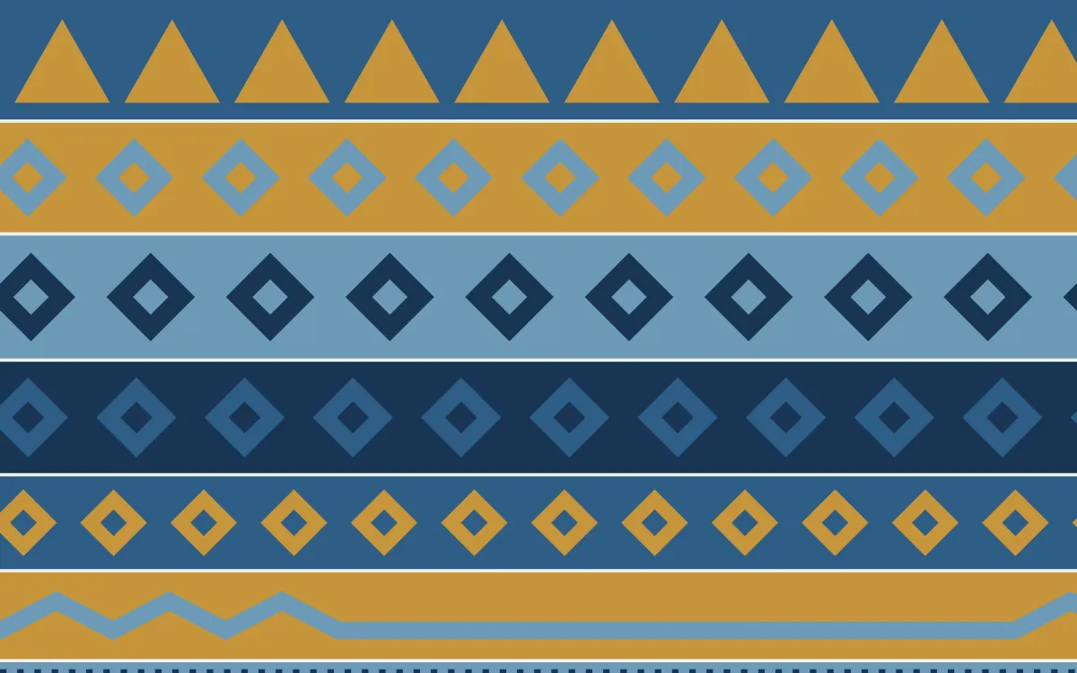 Lisbon Azul Kilim — colourful blue and gold kilim background