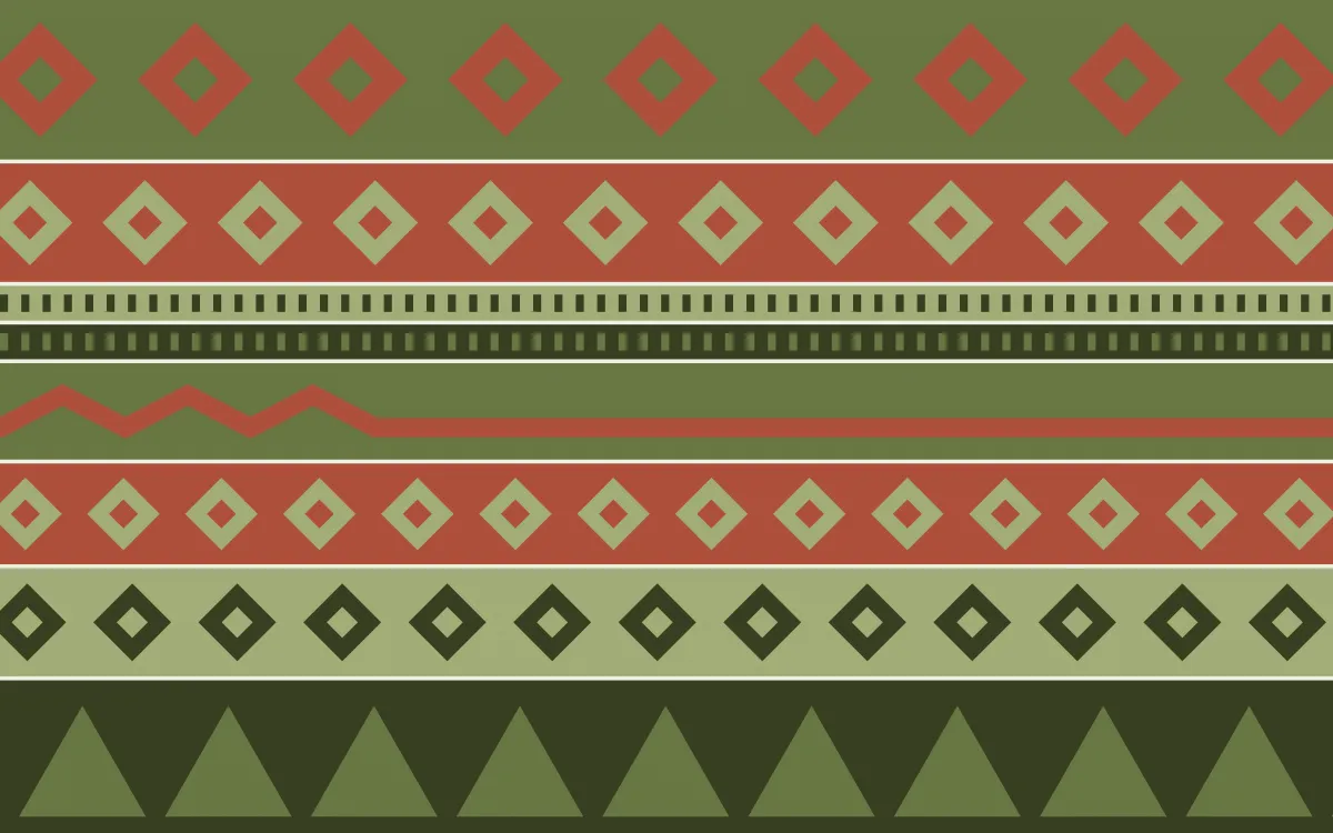 Matcha House Kilim — colourful green and red kilim background