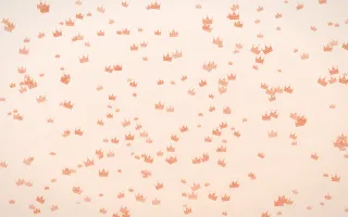 Peach Fuzz Crowns Dense III — light orange and white luxury background, variation III