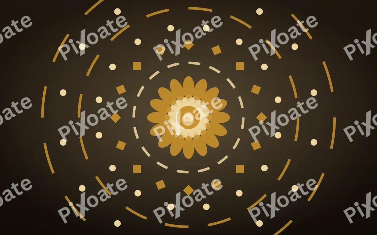 Golden Temple Mandala — dark gold, yellow and black mandala background
