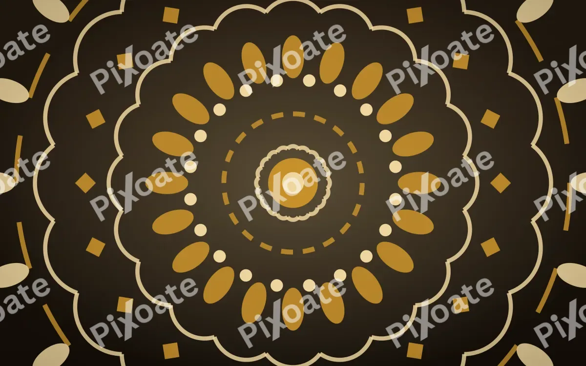Golden Temple Bloom Mandala — dark gold, yellow and black mandala background