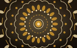 Golden Temple Bloom Mandala — dark gold, yellow and black mandala background