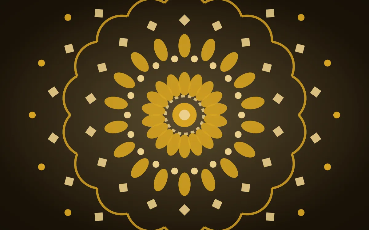 Royal Gold Radial — dark black, gold and yellow mandala background