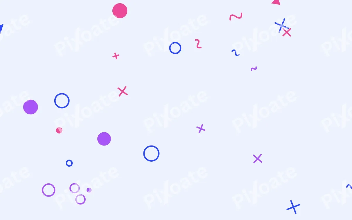 Pixoate Memphis Pixoate Memphis — colourful white, blue and purple Memphis-style background