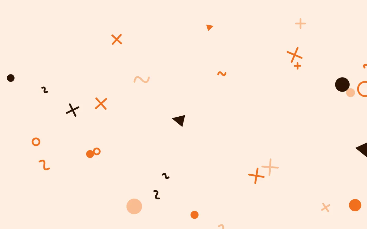 Clementine Party Shapes — colourful orange, black and beige Memphis-style background