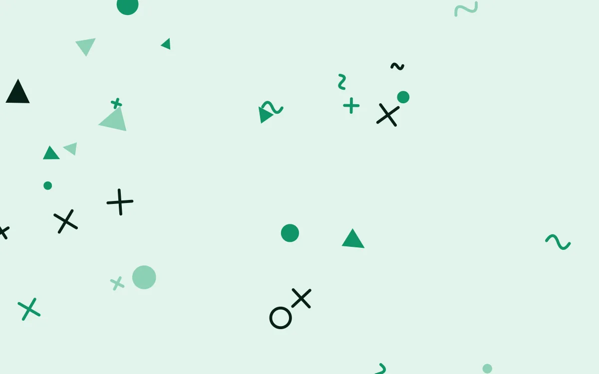 Jade Punch Party Shapes — colourful green and black Memphis-style background