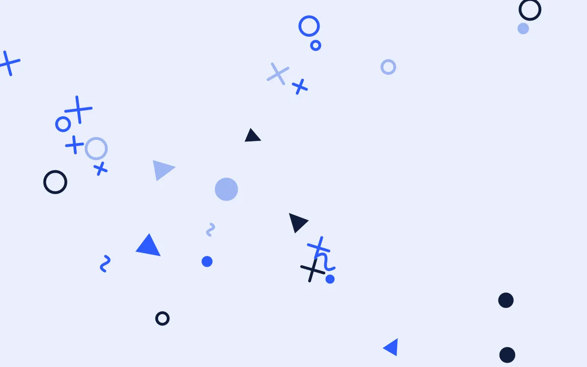 Klein Party Shapes — colourful blue and white Memphis-style background