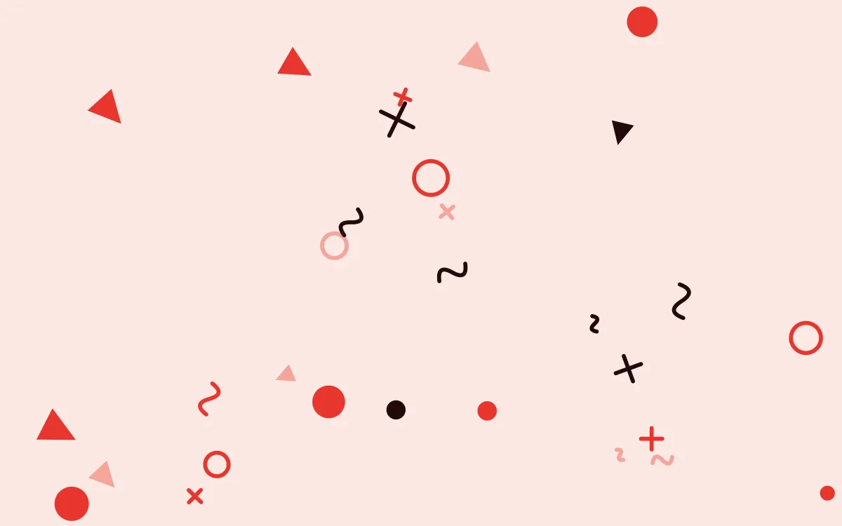 Signal Red Party Shapes — colourful red and black Memphis-style background