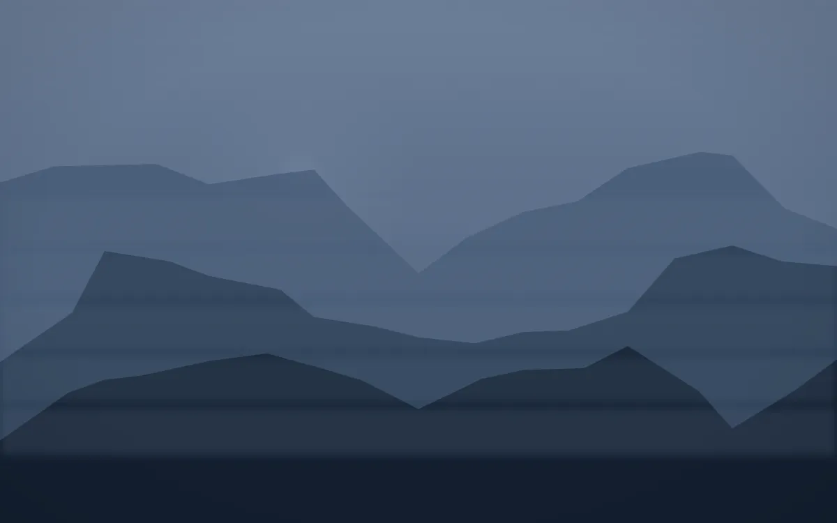 Blue Hour Misty Outland — dark blue misty landscape background