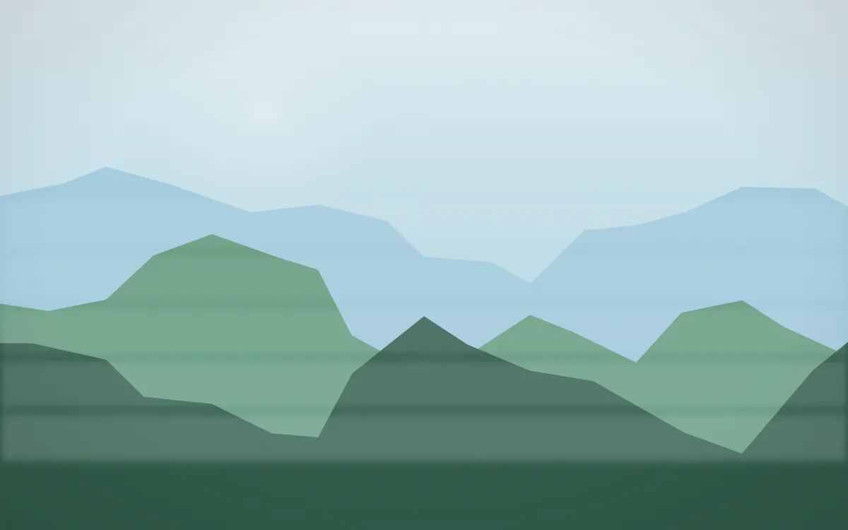 Clear Day Misty Outland — light blue and green misty landscape background