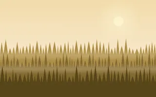 Golden Pines II — light beige, gold and brown mountain background, variation II