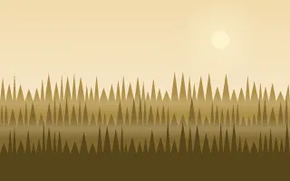 Golden Pines III — light beige, gold and brown mountain background, variation III