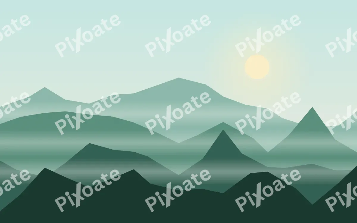 Teal Morning — colourful teal and green mountain background