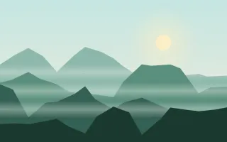 Teal Morning III — colourful teal and green mountain background, variation III