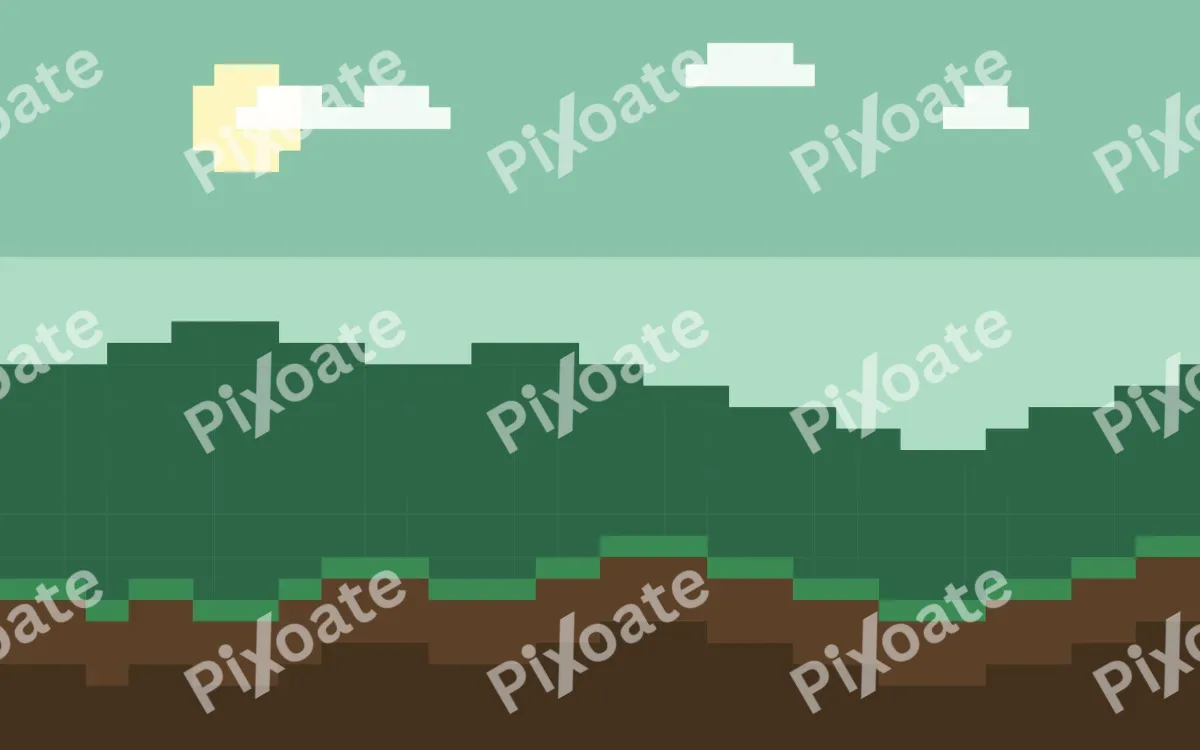 Pixel Forest — colourful green and brown pixel background