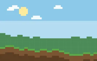 Pixel Meadow — colourful blue, green and brown pixel background