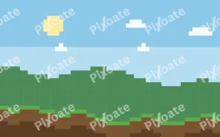 Pixel Meadow II — colourful blue, green and brown pixel background, variation II