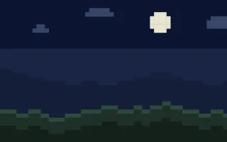 Pixel Night II — dark blue and green pixel background, variation II