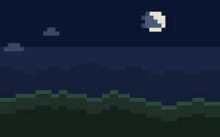 Pixel Night III — dark blue and green pixel background, variation III