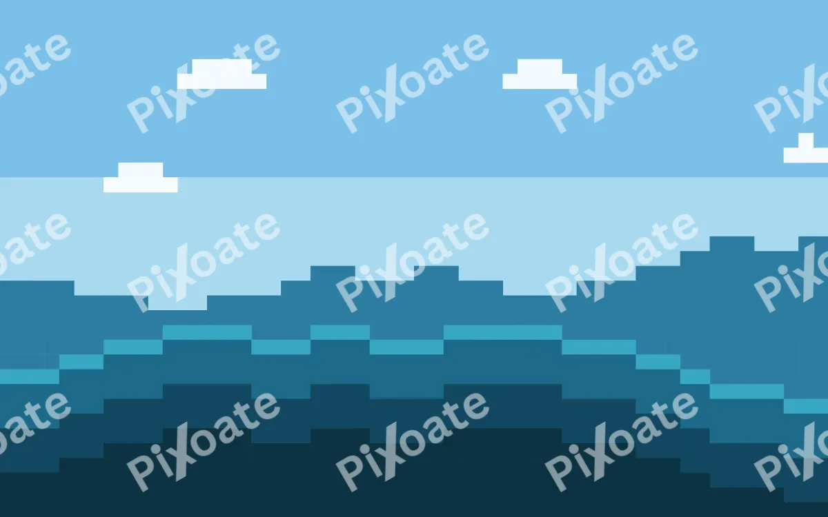 Pixel Ocean — colourful blue and teal pixel background