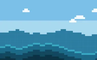 Pixel Ocean III — colourful blue and teal pixel background, variation III