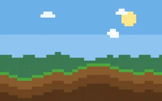 Overworld — colourful blue, green and brown pixel background