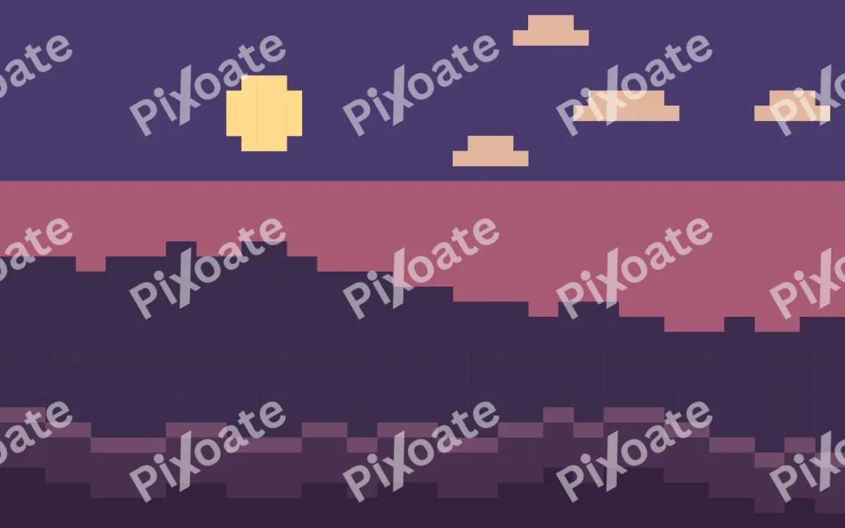 Pixel Sunset — dark purple and pink pixel background