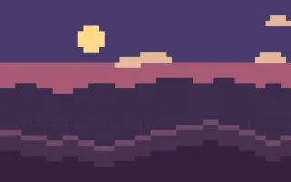 Pixel Sunset III — dark purple and pink pixel background, variation III