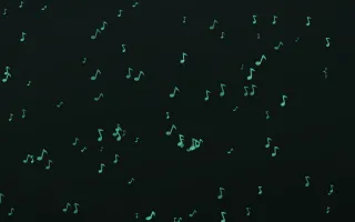 Mint Noir Notes III — dark green and black playful background, variation III