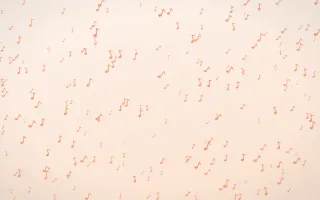 Peach Fuzz Notes Dense III — light orange and white playful background, variation III