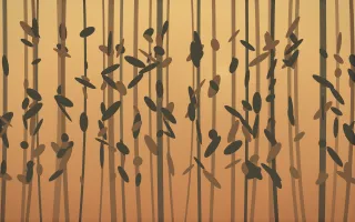 Autumn Glow Rainforest X — colourful orange, brown and grey rainforest background, variation X