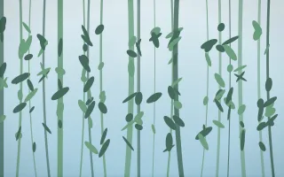 Clear Day Rainforest II — light blue and green rainforest background, variation II