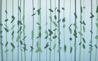 Clear Day Rainforest III — light blue and green rainforest background, variation III