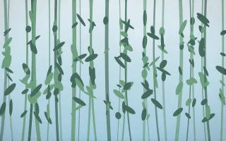 Clear Day Rainforest IX — light blue and green rainforest background, variation IX