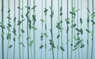 Clear Day Rainforest V — light blue and green rainforest background, variation V