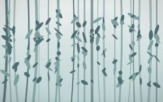 Coastal Mist Rainforest V — light white and teal rainforest background, variation V