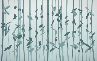Coastal Mist Rainforest VIII — light white and teal rainforest background, variation VIII