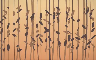 Golden Hour Rainforest VII — colourful orange and pink rainforest background, variation VII